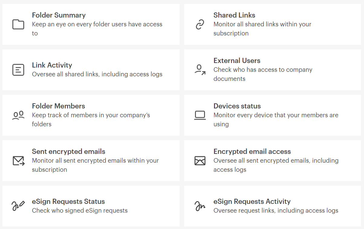 Tresorit application reporting 