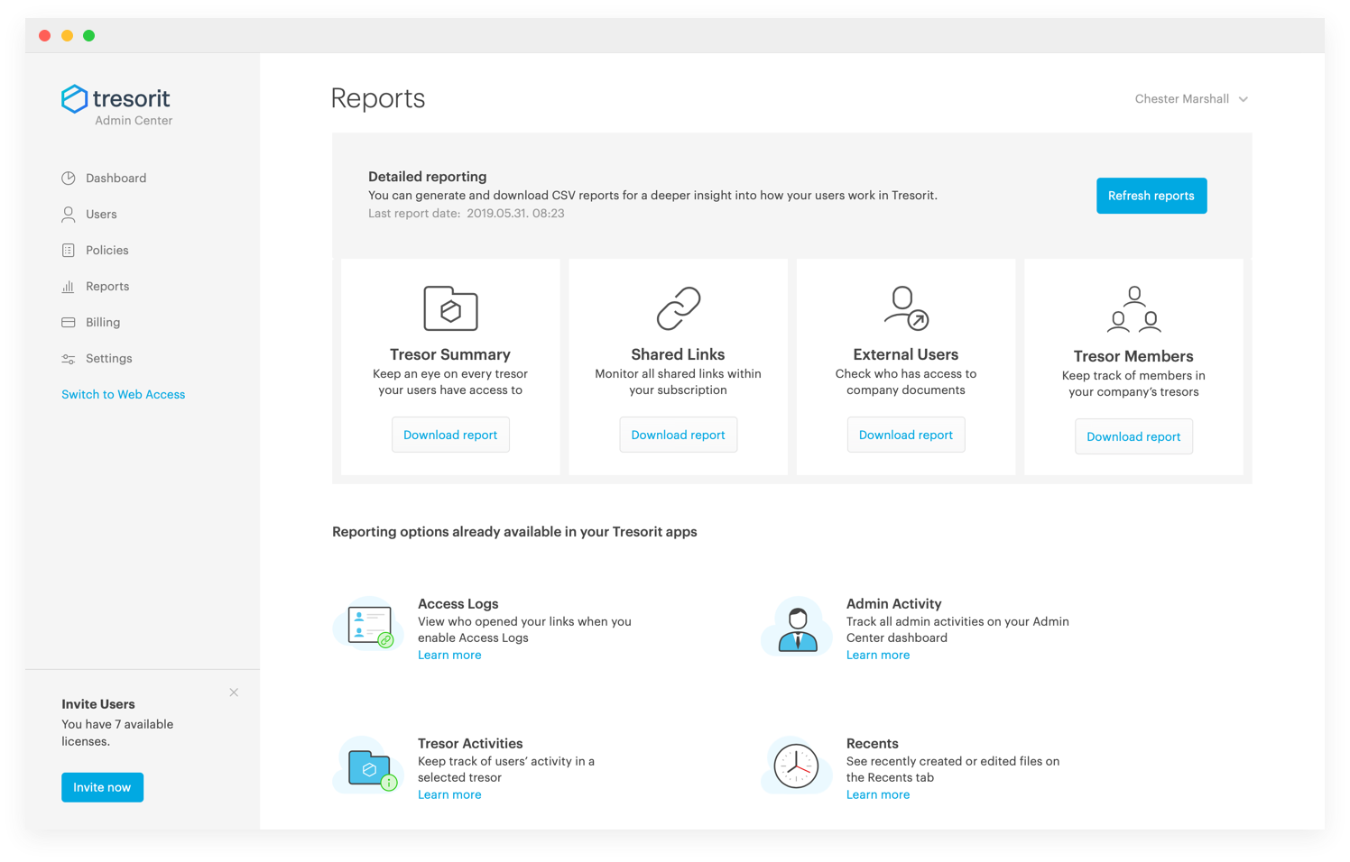 New Tresorit feature: Reporting
