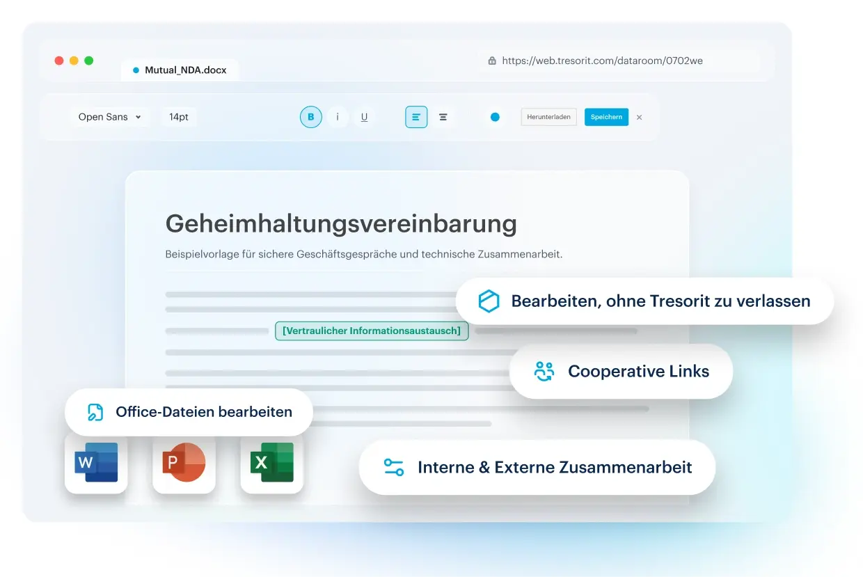 Tresorit Office-Editor mit verschlüsselter Bearbeitung, Kooperationslinks und Zusammenarbeit