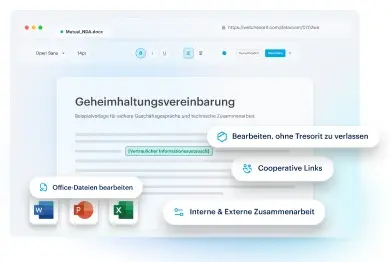 Infographik Word-, Excel- und PowerPoint-Dateien lassen sich jetzt direkt in Tresorit bearbeiten