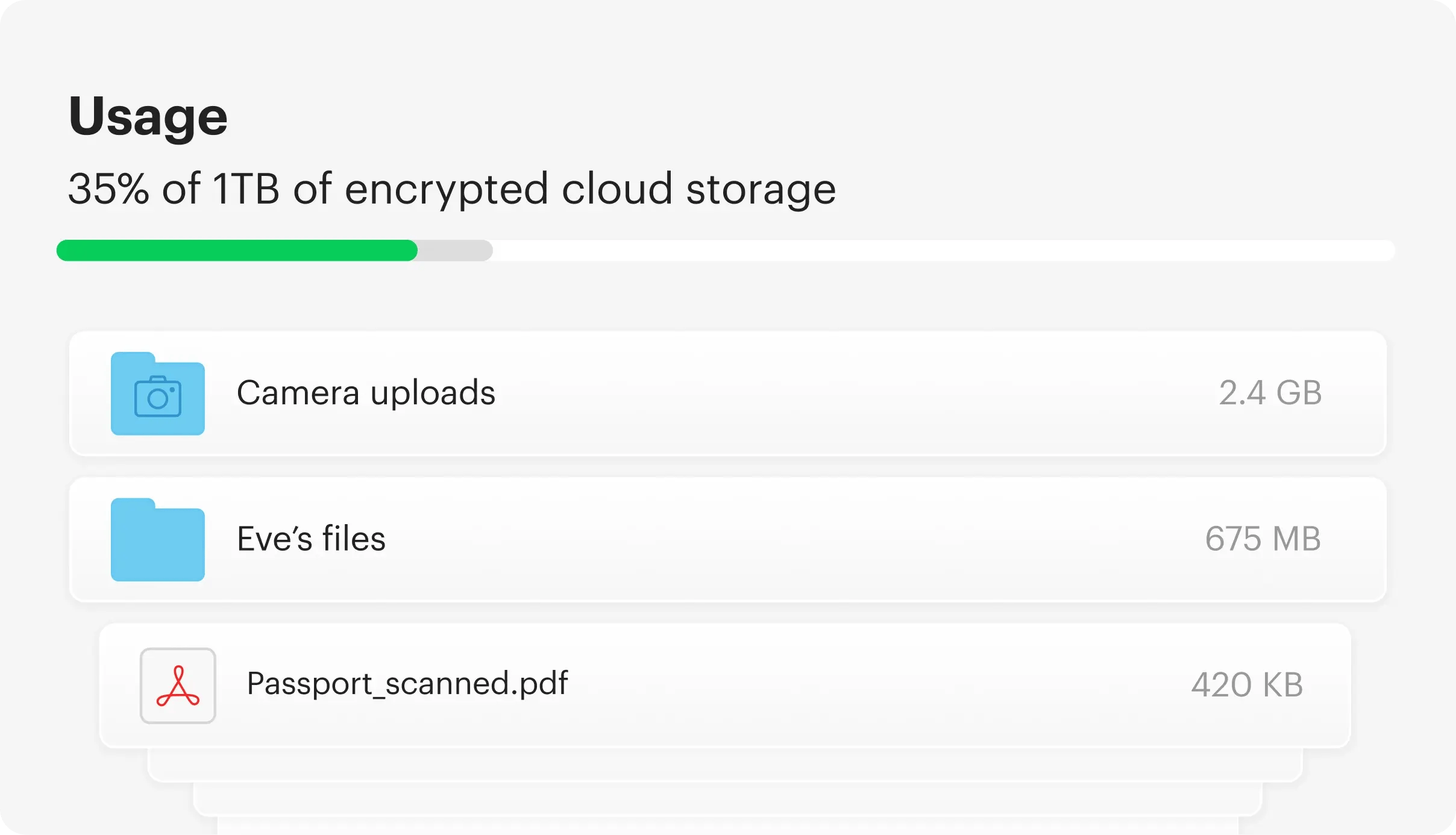 Screenshot showing what Encrypted Storage from Tresorit looks like