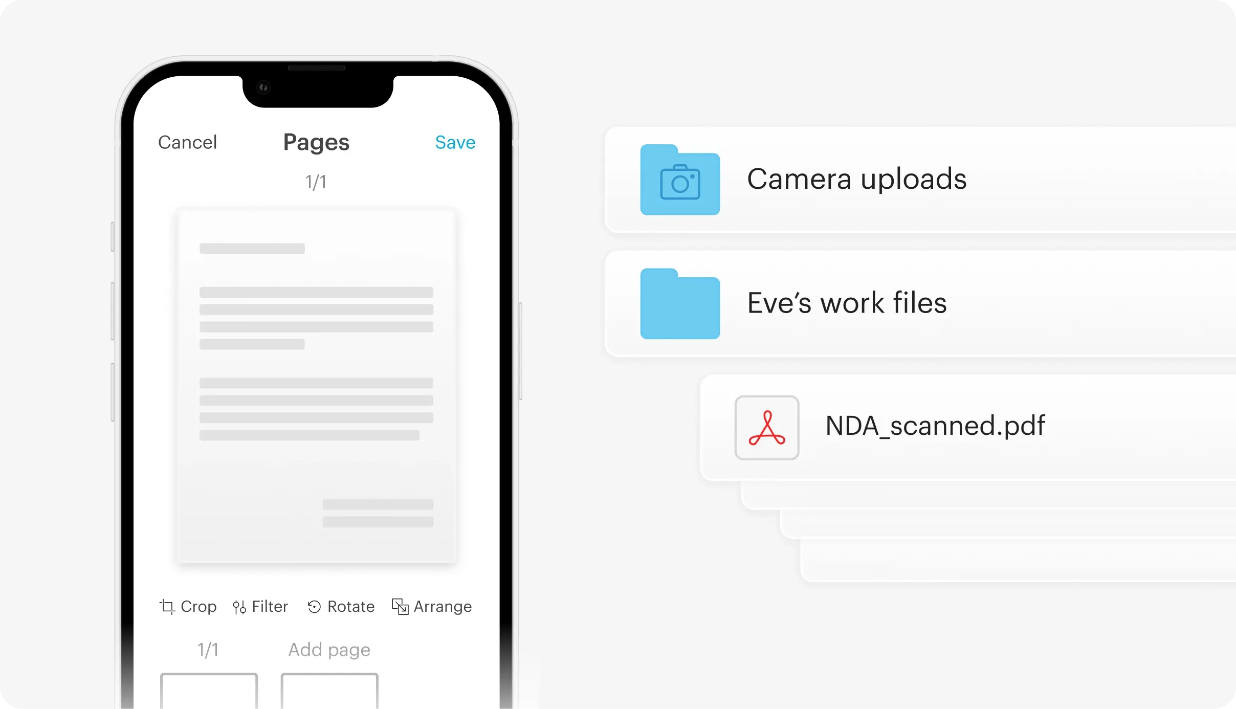 This screen shows how you can use Tresorit as your pocket-sized scanner