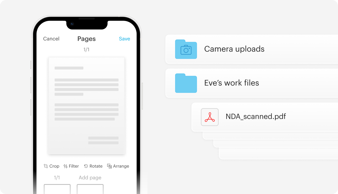 This screen shows how you can use Tresorit as your pocket-sized scanner